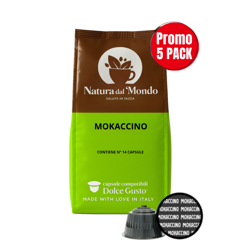 5 SACCHETTI CAPSULE COMPATIBILI DOLCEGUSTO MOKACCINO