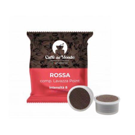 100 CAPSULE CAFFE'DALMONDO ARTIGIANALI COMPATIBILI LAVAZZA ESPRESSO POINT SELEZIONE ROSSA INTENSITA' 8