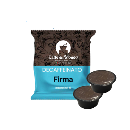 100 Capsule Compatibili Lavazza Firma – Decaffeinato
INTENSITÀ 6 – Caffeina massimo 0,10%
Miscela: 80% Arabica, 20% Robusta