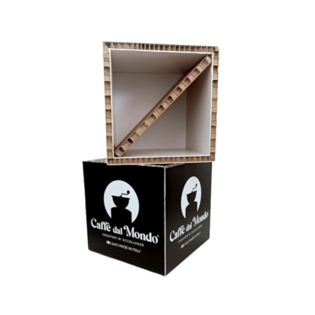 Porta Capsule Cubo in Cartone con Logo Caffè dal Mondo