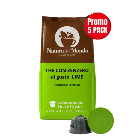 Dolce Gusto The con Zenzero gusto Lime Promo 5 Sacchetti - 70 capsule compatibili