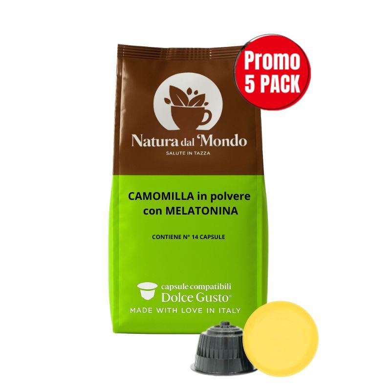 Dolce Gusto Camomilla con Melatonina Promo 5 sacchetti - 70 capsule compatibili