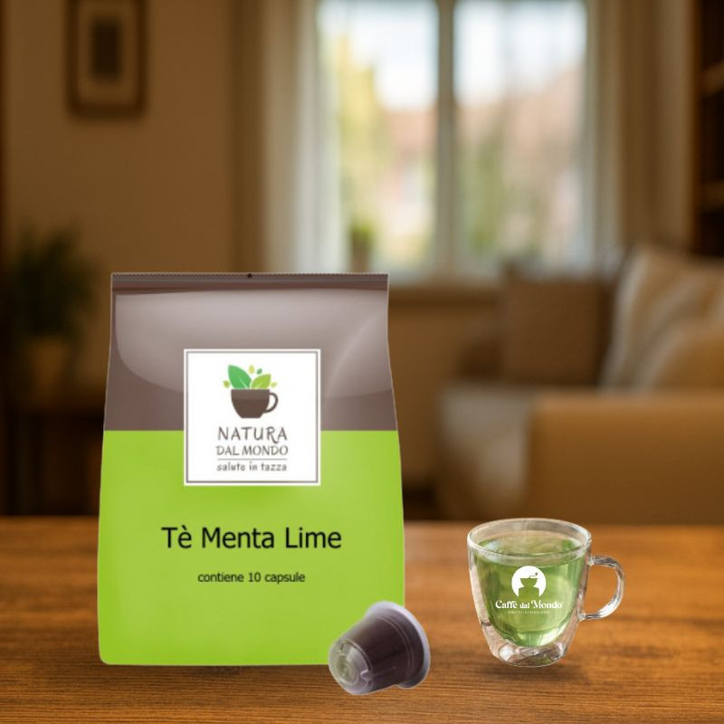CAPSULE COMPATIBILI NESPRESSO THE MENTA E LIME CON ZUCCHERO DI CAN...