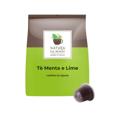 CAPSULE COMPATIBILI NESPRESSO THE MENTA E LIME CON ZUCCHERO DI CAN...