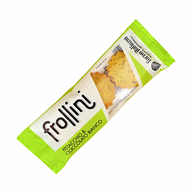Frollini Artigianali Pistacchio & Cioccolato Bianco – 15 Monoporzioni da 3 Biscotti - Forno Italiano